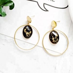 Gold Pendant Hoop Earring
